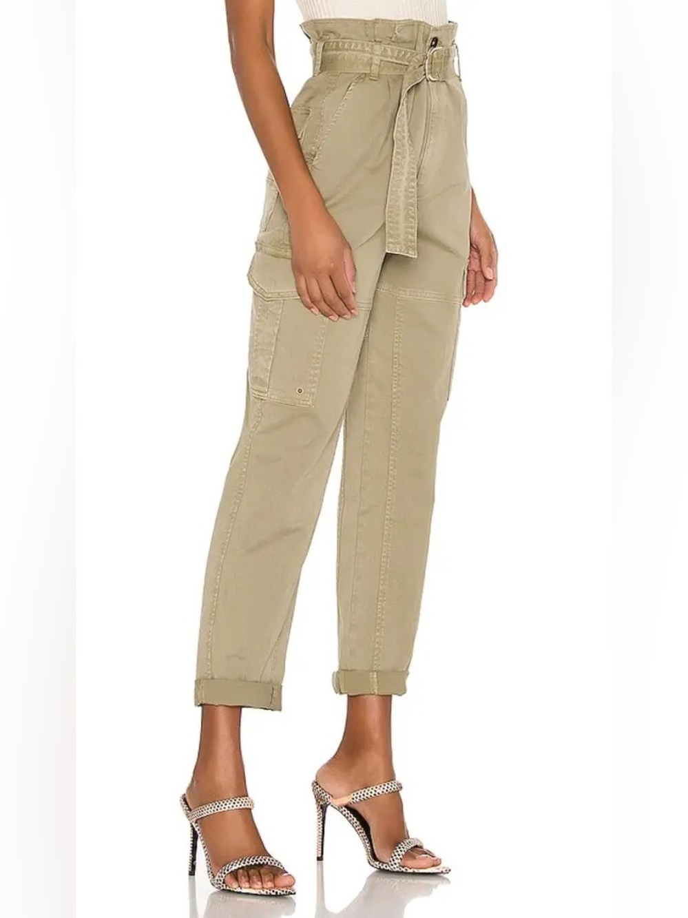 FRAME Green Safari Belted Paperbag Pant Size 26